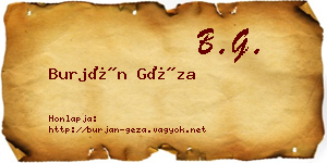 Burján Géza névjegykártya