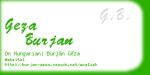 geza burjan business card